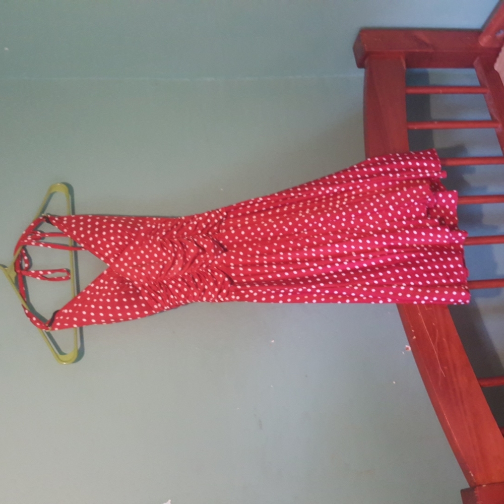 Red polka dot dress - Small